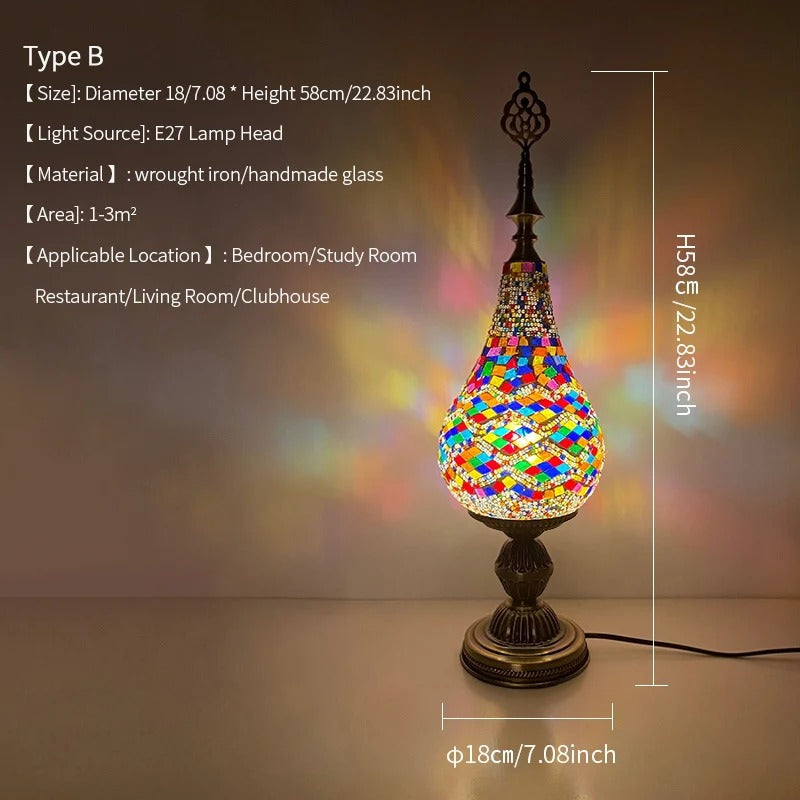 עייצוב הבית מנורת פסיפס מרוקאית זכוכית דגם "דלעת" (גובה 58 ס"מ)