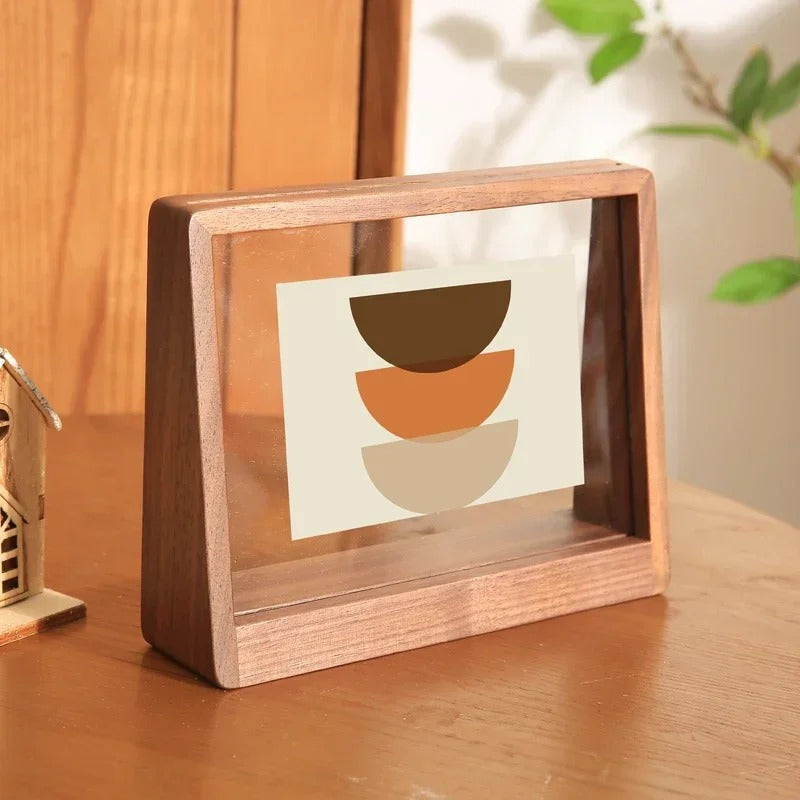 מסגרת תמונה מעץ מלא בסגנון נורדי מסגרת אקריליק ייחודית בצורת טרפז עיצוב הבית