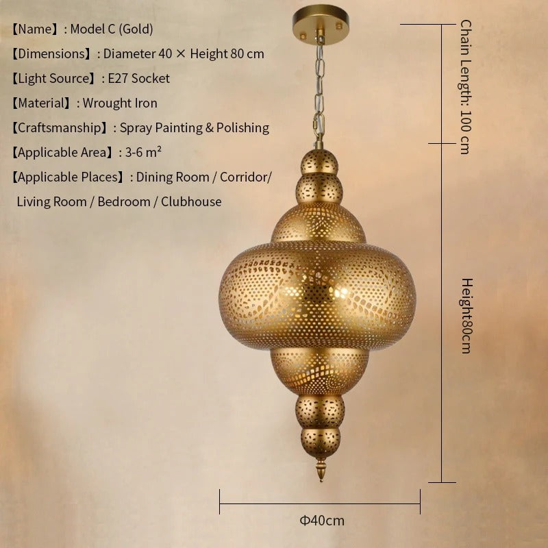 נברשת זהב בערבסקה עיצוב ערבי טורקי עבודת יד  להפוך את הבית לארמון מודרני