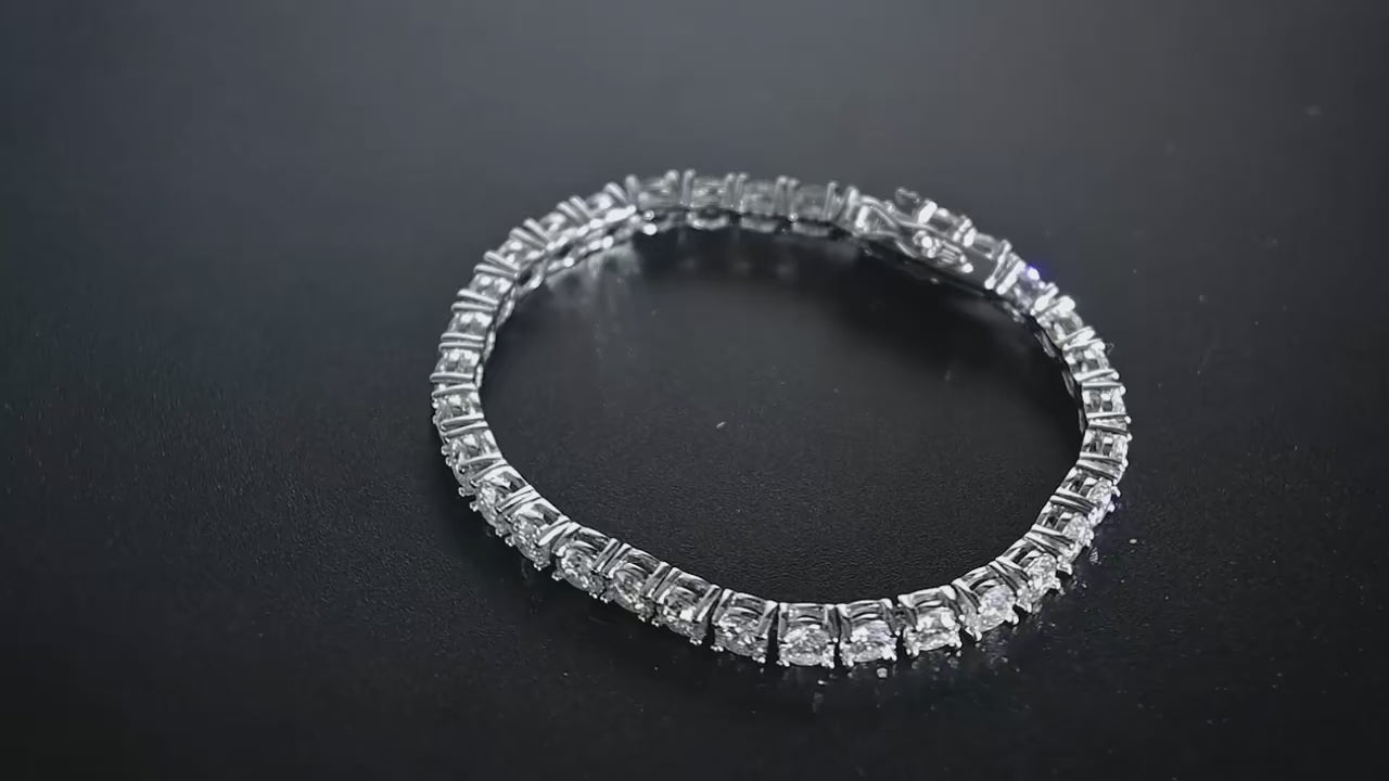 צמיד טניס כסף סטרלינג אבן זרקוניה דמוי יהלום מצופה זהב לבן 18 קארט אבן 5 מ'מ