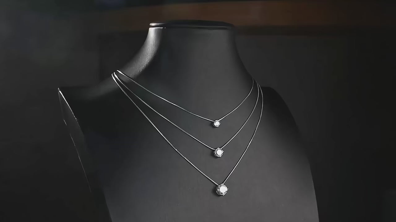 שרשרת תליון  משובצת אבני זירקון - מויסניט  איכותי יוקרה ונצנוץ מושלם