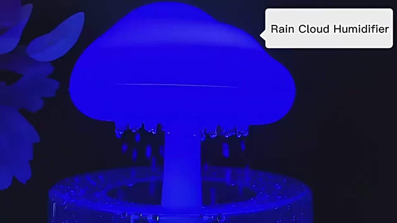 מכשיר אדים "ענן גשם" מעוצב מפיץ ריח ארומתרפי עם צליל טיפות מרגיע, תאורת לד
