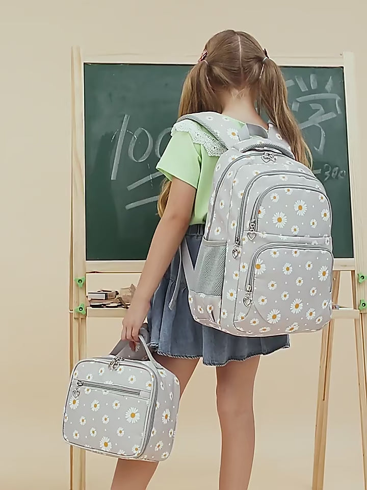 ✨ סט 3 חלקים תיק גב, קלמר וקופסת אוכל לנערות 💼 איכותי ומעוצב