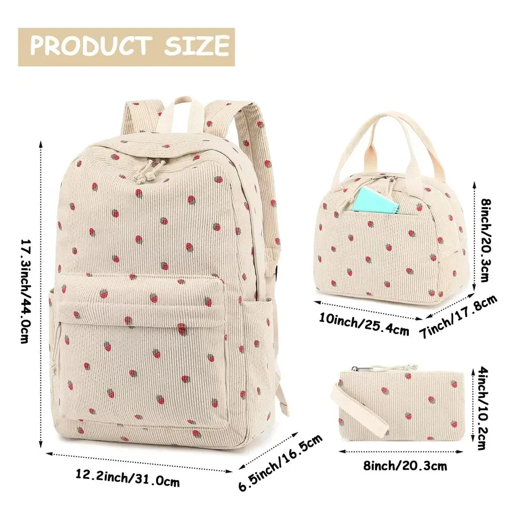 🌸🎓 סט לייף סטייל אלגנטי  בד קורדרוי רך, מושלם ללימודים ויום־יום