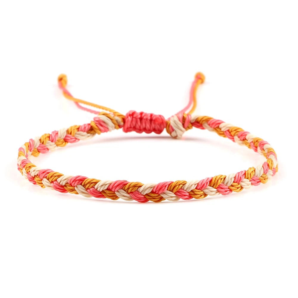 סט 5 צמידי חבל טיבטיים עבודת יד 30 צבעים מתנה מושלמת לחברות