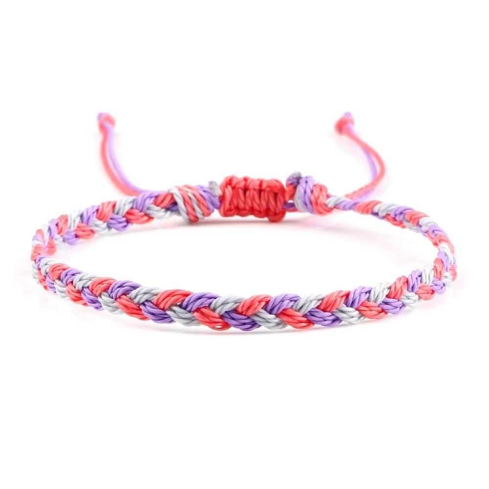 סט 5 צמידי חבל טיבטיים עבודת יד 30 צבעים מתנה מושלמת לחברות