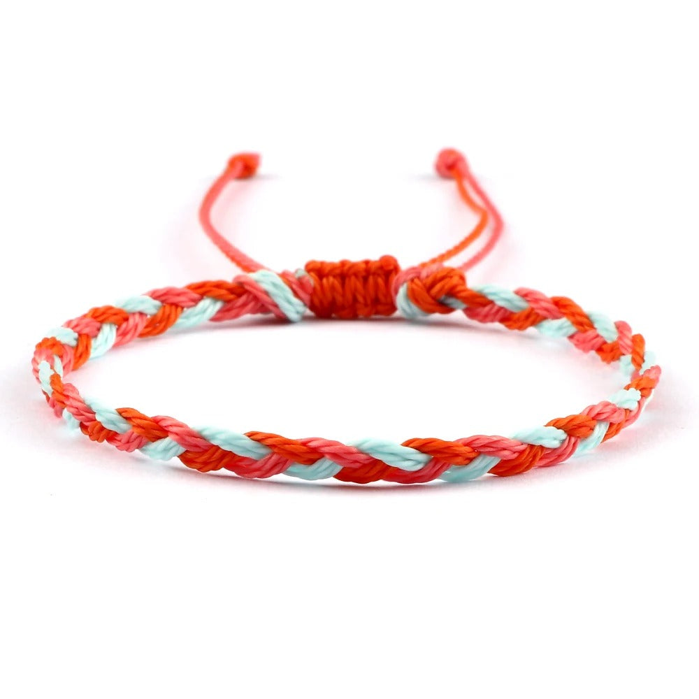 סט 5 צמידי חבל טיבטיים עבודת יד 30 צבעים מתנה מושלמת לחברות