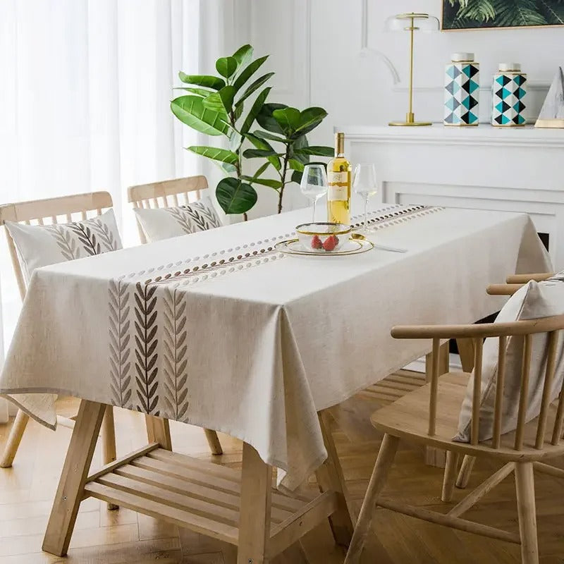 מפת שולחן גדולה בסגנון כפרי  בד כותנה ופשתן 10 דגמים